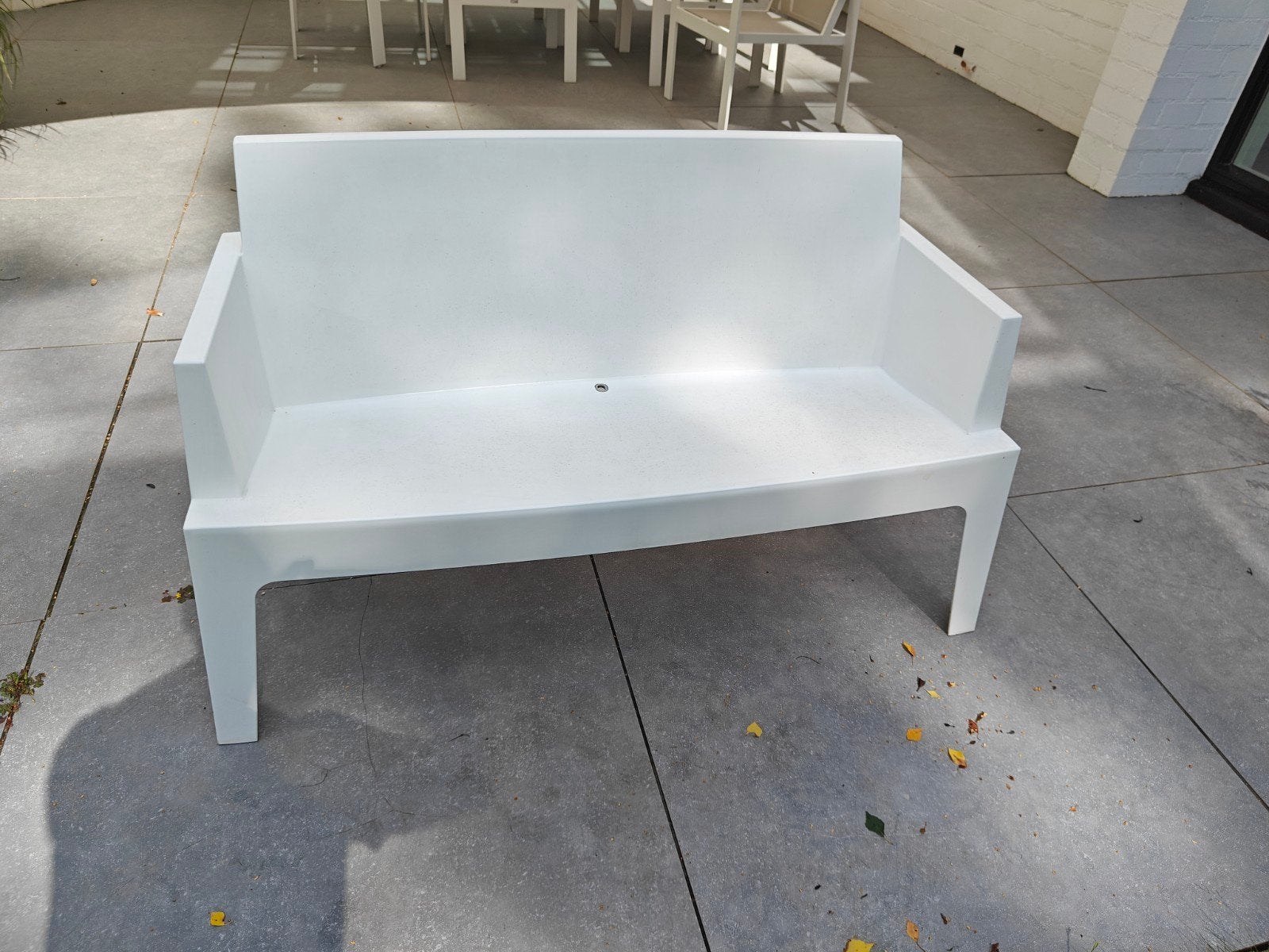 Witte tuinbank van kunststof, Tuin en Terras, Ophalen, Gebruikt, Kunststof