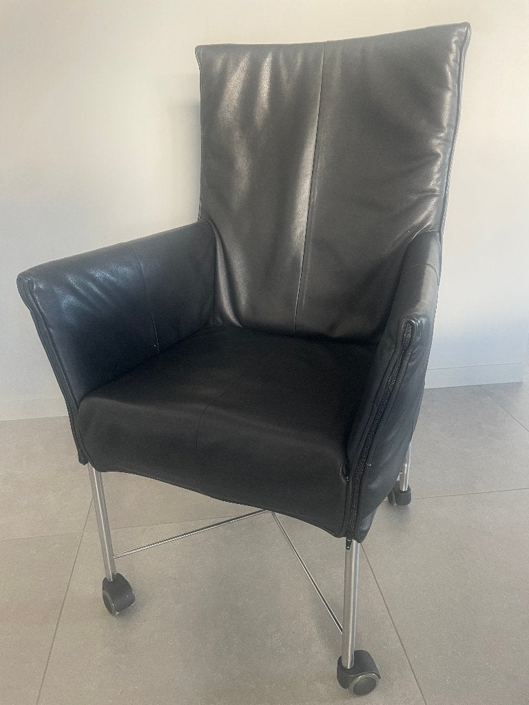 Montis Chaplin stoel - zwart leer, als nieuw, Huis en Inrichting, Modern design, Zwart, Ophalen of Verzenden, Zo goed als nieuw