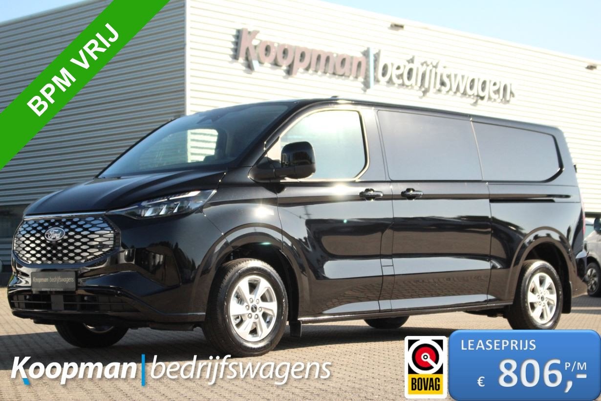 Ford E-Transit Custom 320 L2H1 Limited DC | 71 kWh | 160kW/2, Auto's, Automaat, Achterwielaandrijving, 71 kWh, Zwart