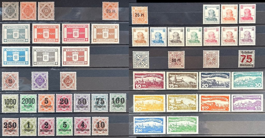 Klassiek Duitsland - WÜRTTEMBERG 1916 - 1923 ongebruikt, Postzegels en Munten, Postzegels | Europa | Duitsland, Verzenden, Duitse Keizerrijk