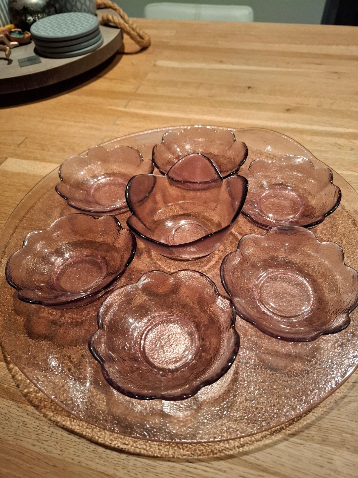 leuke glazen hapjes/tapas setje. Roze glas., Nieuw, Ophalen of Verzenden, Overige stijlen, Glas