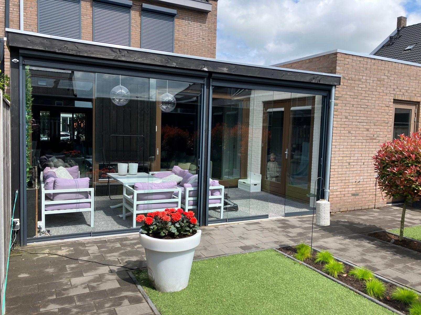 Houten veranda met glazen deuren, Tuin en Terras, Overkappingen, Gebruikt, Veranda, Ophalen