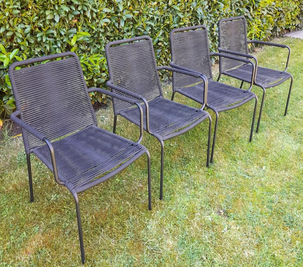 4 Tuinstoelen, Tuin en Terras, Ophalen, Zo goed als nieuw, Overige materialen, Stapelbaar