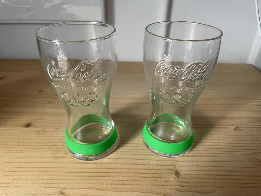 2x Coca-Cola glazen – Olympische Spelen London 2012, Ophalen, Zo goed als nieuw, Frisdrankglas
