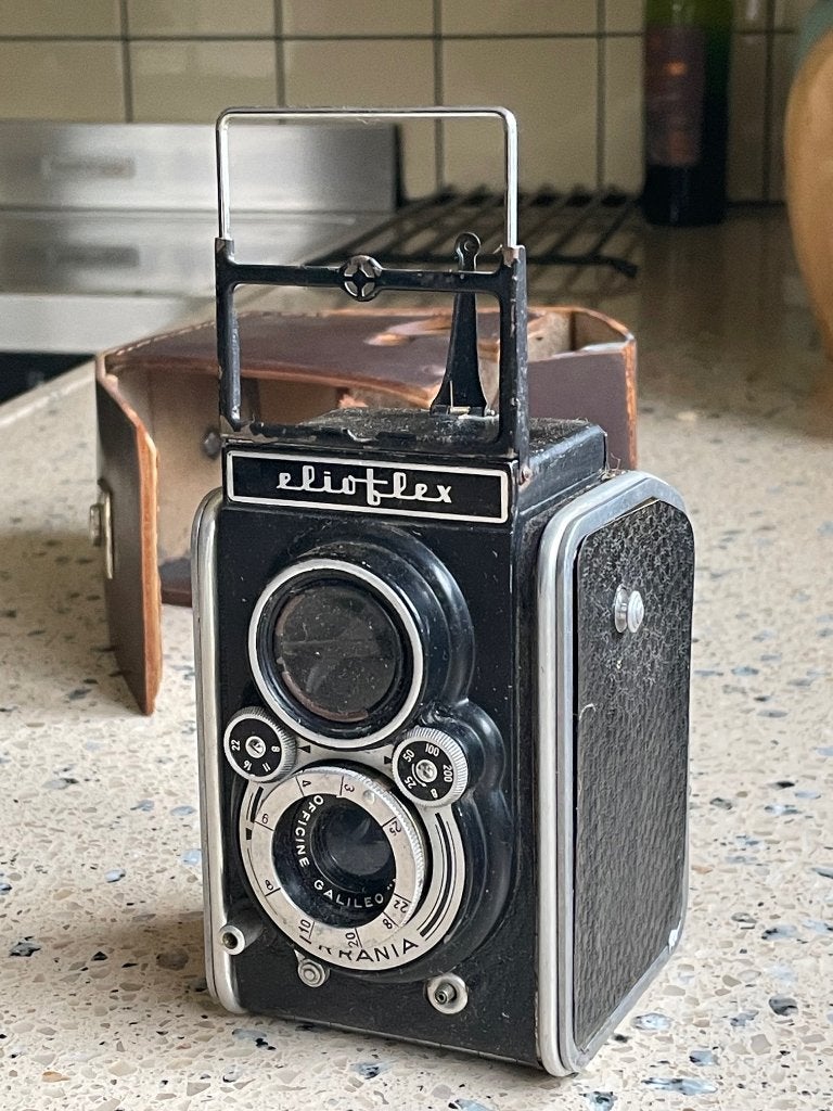 Elioflex (Ferrania) met 85mm (Officine Galileo “Monog” lens), Ophalen of Verzenden, Compact, Overige Merken