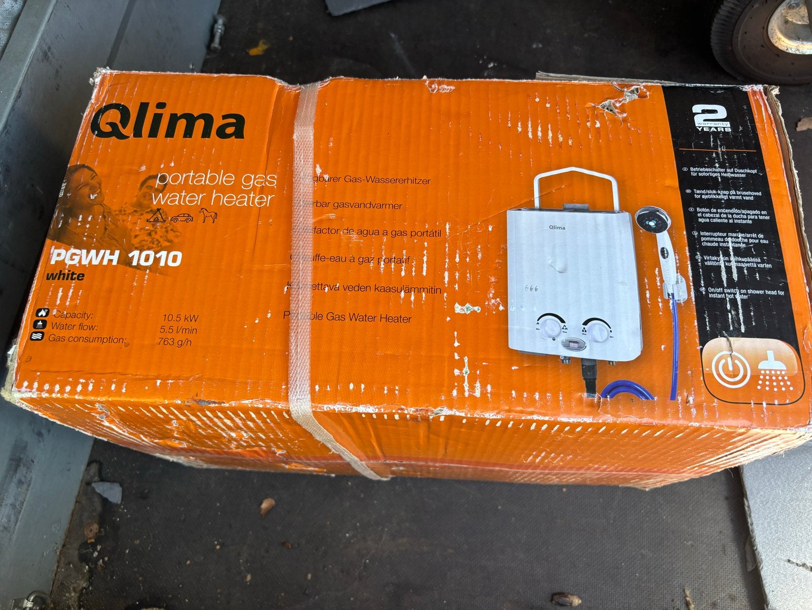 NIEUW! Qlima PGWH 1010 Draagbare Gas Geiser INCL. regelaar!, Ophalen, Minder dan 3 jaar oud, Minder dan 20 liter, Propaan of Butaan