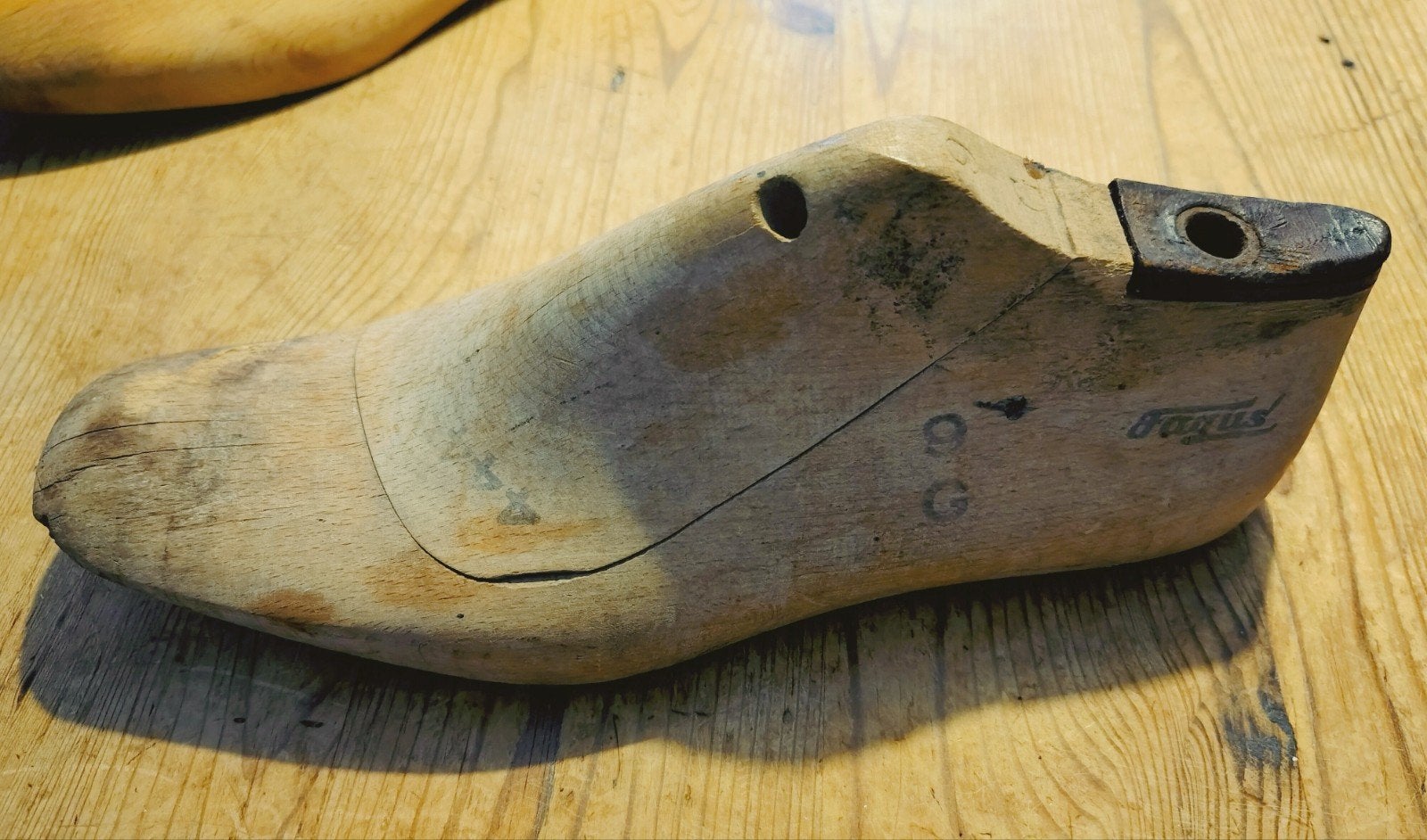 Brocante vintage oude houten schoenmal Fagus 9 G schoenleest, Ophalen of Verzenden