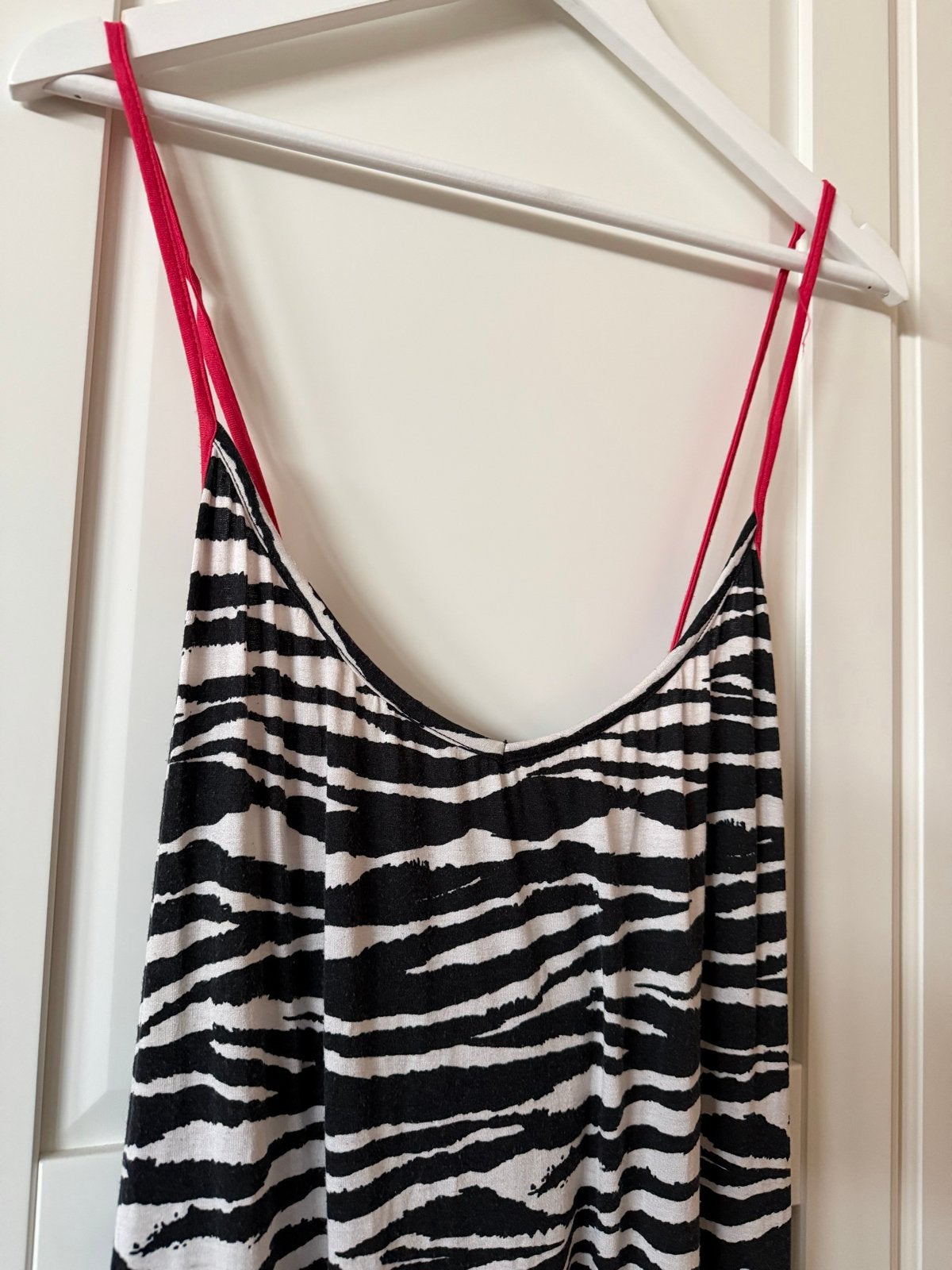 Zwart-wit zebraprint jurk met roze bandjes, Zwart, Maat 46/48 (XL) of groter, Ophalen of Verzenden, Gedragen