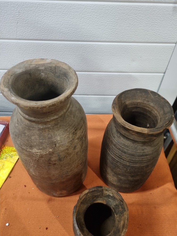 houten kruiken oud nepalese drie stuks, Ophalen of Verzenden, 'T Olde Gre-j, Info@toldegrej.nl, Endepoelstraat 20f Didam