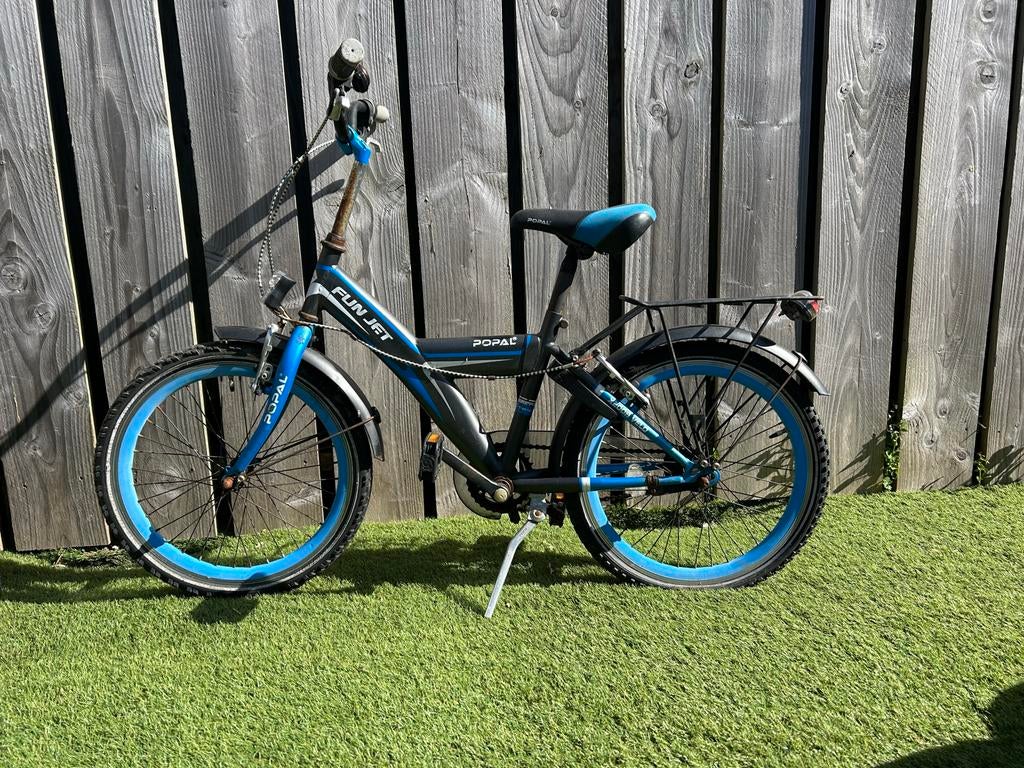 Popal Funjet kinderfiets 20 inch - Blauw/Zwart, Fietsen en Brommers, Fietsen | Jongens, Ophalen, Terugtraprem, Gebruikt, Handrem