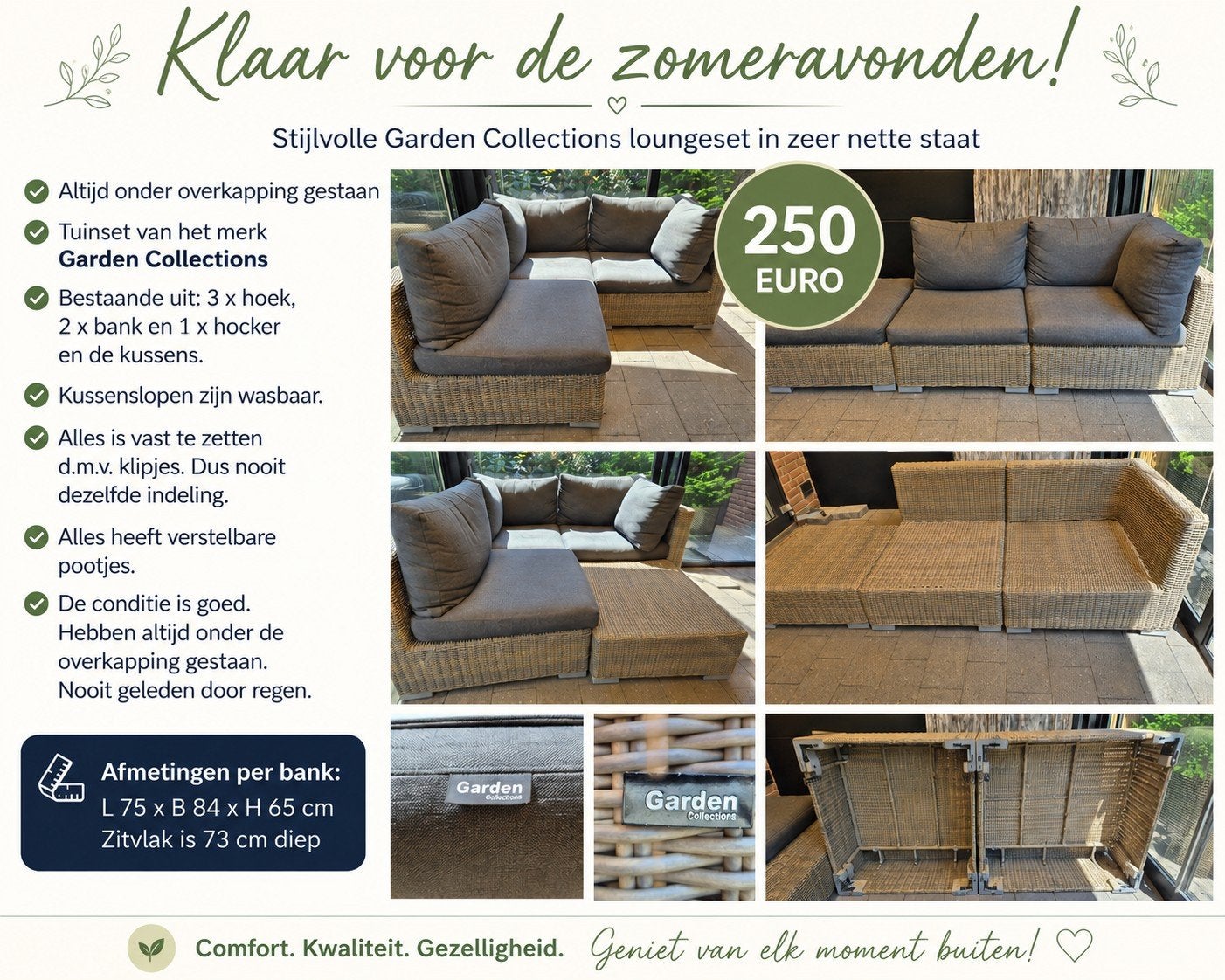 Klaar voor lange zomeravonden!, Tuin en Terras, Tuinsets en Loungesets, Ophalen, 5 zitplaatsen, Rotan, Bank