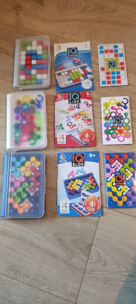 3x SmartGames IQ puzzels – IQ Focus, IQ Link & IQ Blox, Ophalen, Zo goed als nieuw