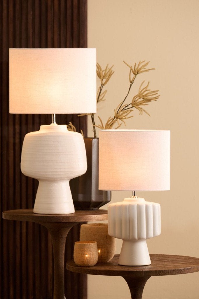 Light & Living - Lampenkap LIVIGNO - 38x17.5x19cm - Wit, Ophalen of Verzenden, Nieuw, Wit, Rond