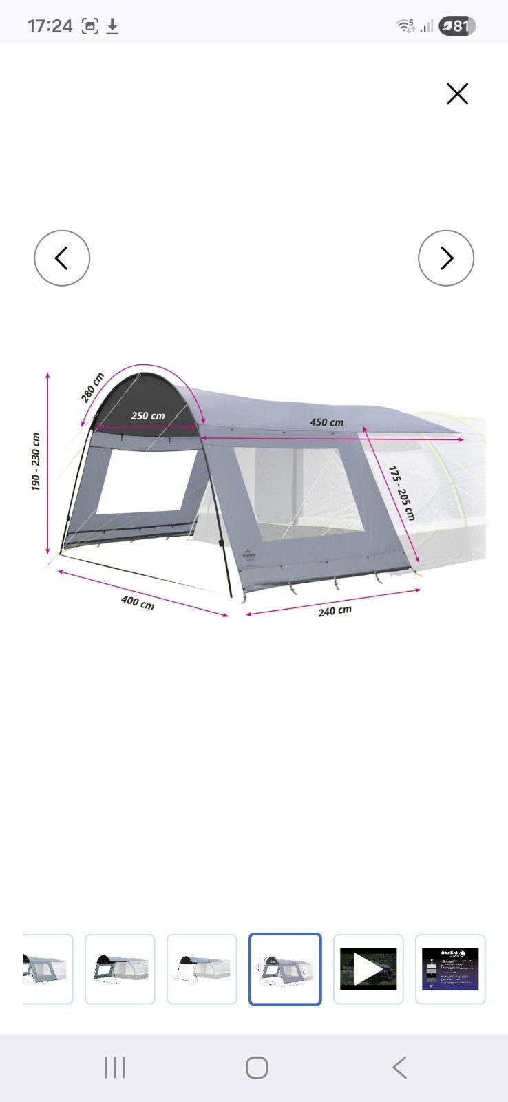 Obelink Soleil Plus Window CoolDark tentluifel, Ophalen, Gebruikt