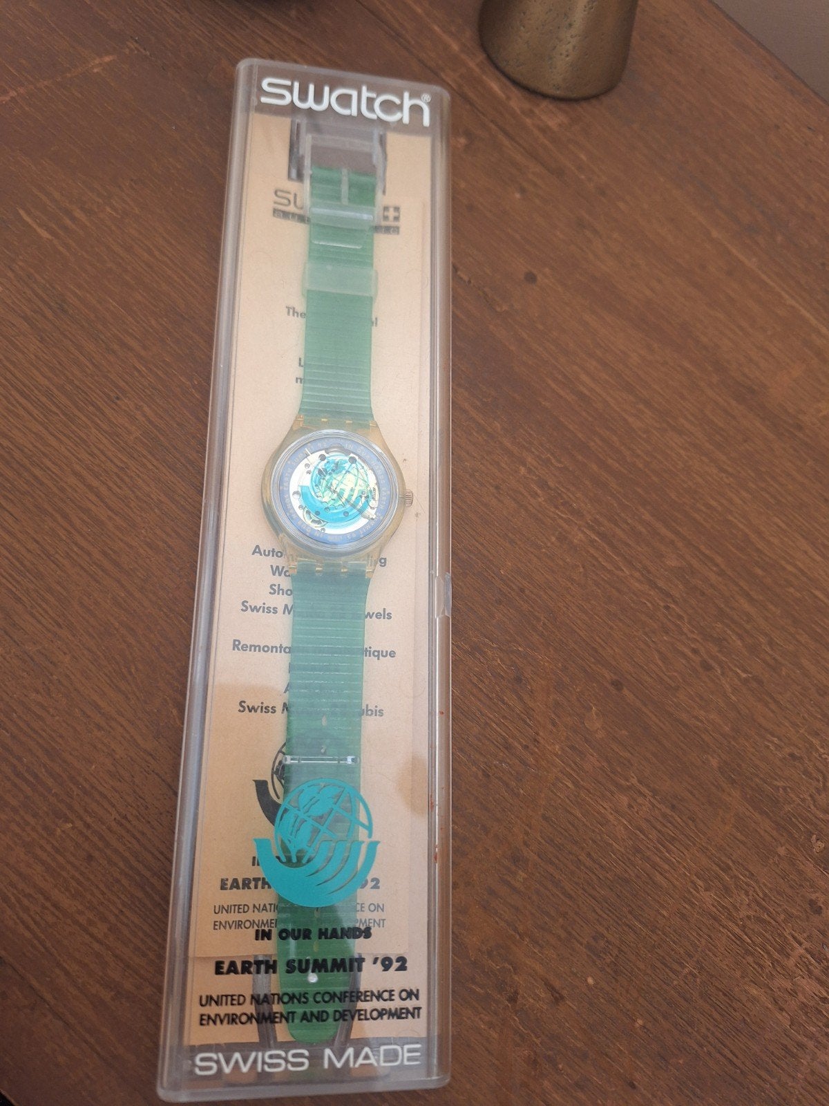 Vintage Swatch Automatic SAK102 Earth Summit ’92 – 23 Jewels, Overige merken, Kunststof, Gebruikt, Polshorloge