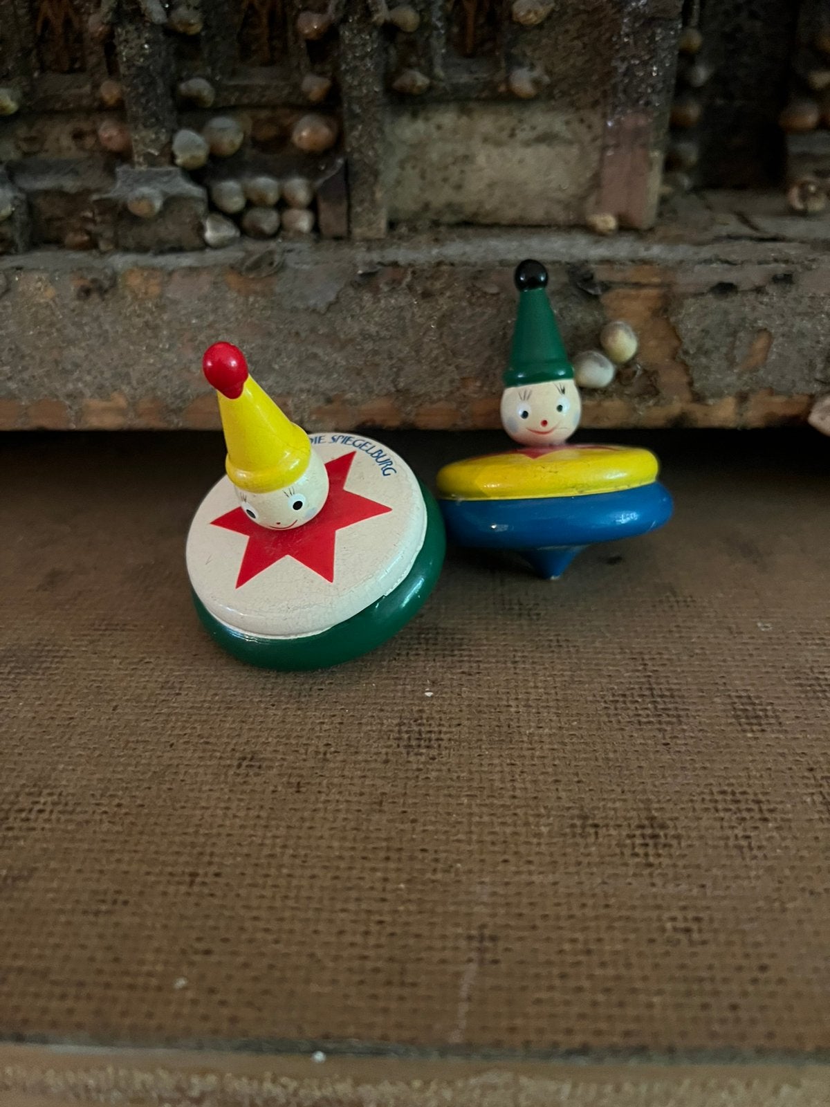 Vintage retro houten hout tol bij poppen beren oud speelgoed, Ophalen of Verzenden