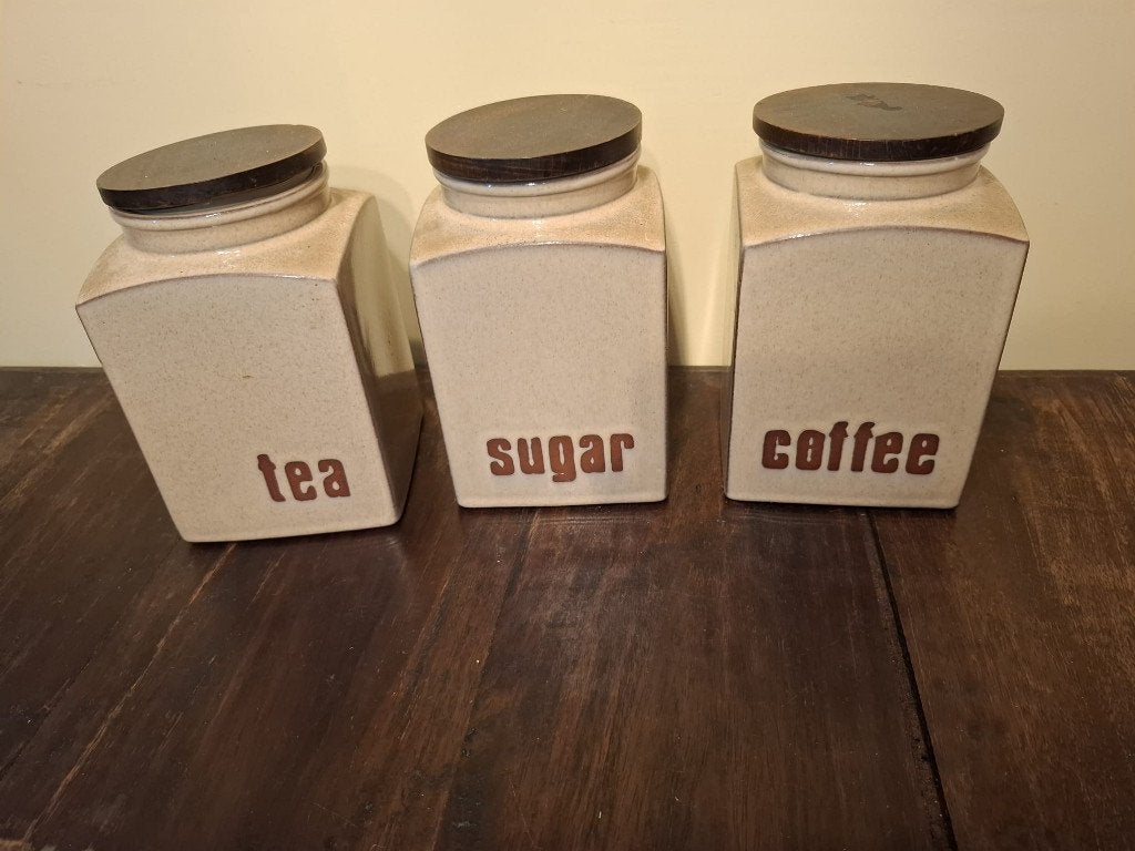 Vintage keramieken voorraadbussen set – Coffee, Tea & Sugar, Ophalen of Verzenden, Gebruikt, Overige, Overige merken