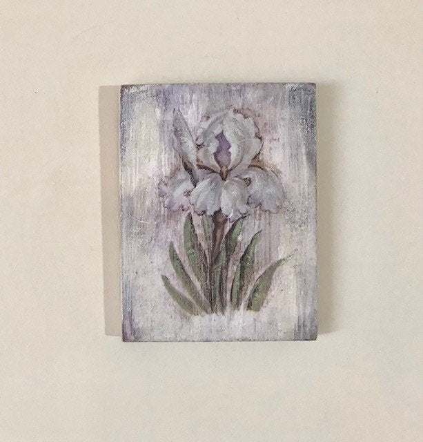 Fleur de Lis “schilderwerk / schilderijtje” op paneeltje, Hout, Decoratieobject, Ophalen of Verzenden, Zo goed als nieuw