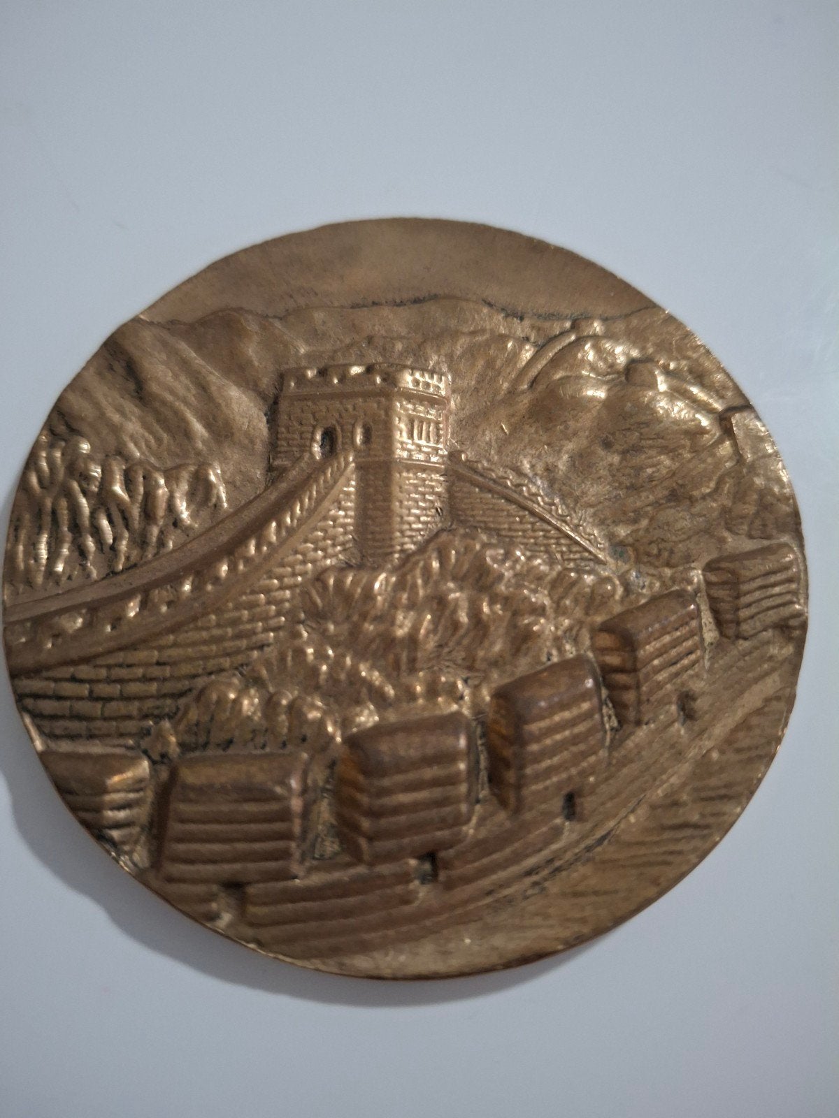 Bronzen medaille Grote Muur China 1992, Ophalen of Verzenden, Brons, Buitenland