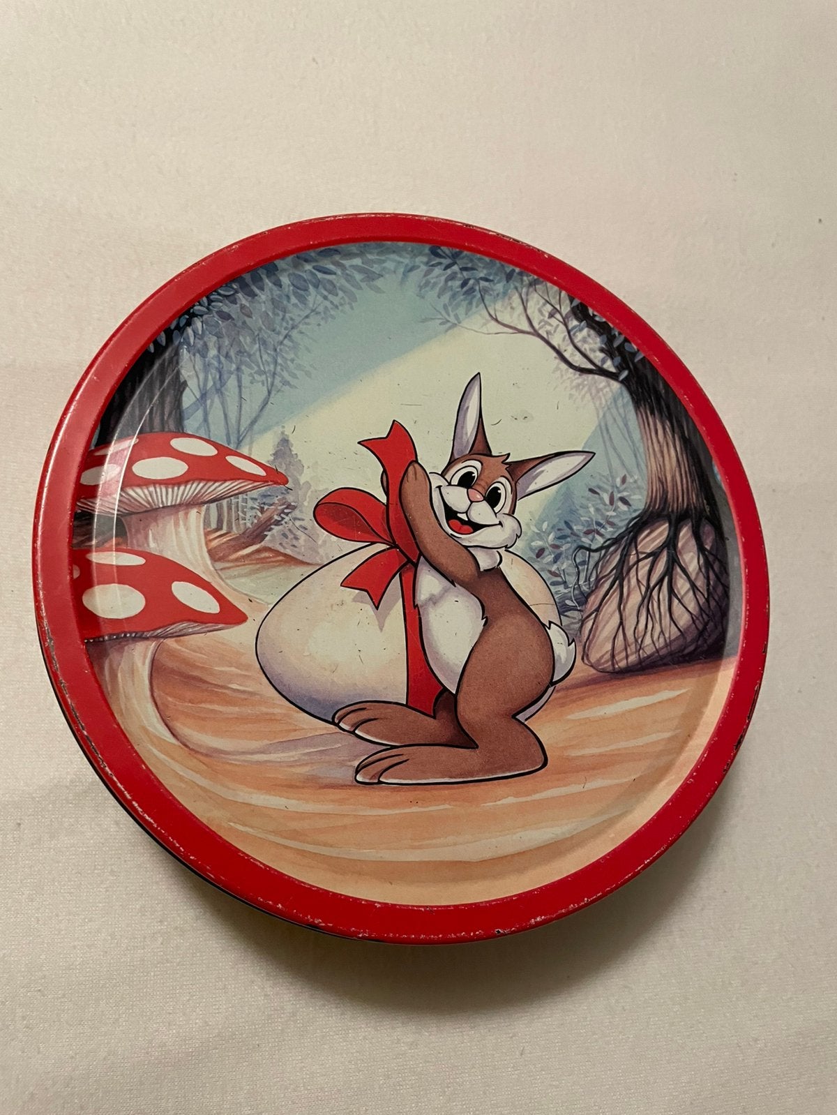 Tk vintage koekjestrommel met dieren figuren konijn beer etc, Ophalen of Verzenden, Gebruikt, Koek(jes)