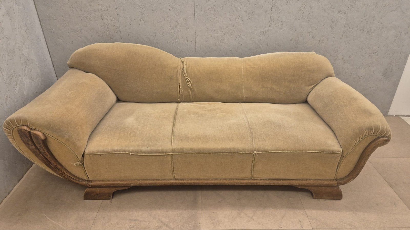 Bijzondere Art Deco bank jaren 30 – vintage, Huis en Inrichting, Ophalen, Hout, Gebruikt, Driepersoons