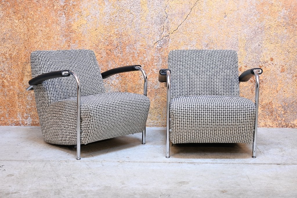 AlsNIEUW 2 Leolux Scylla design fauteuils zwart witte stof