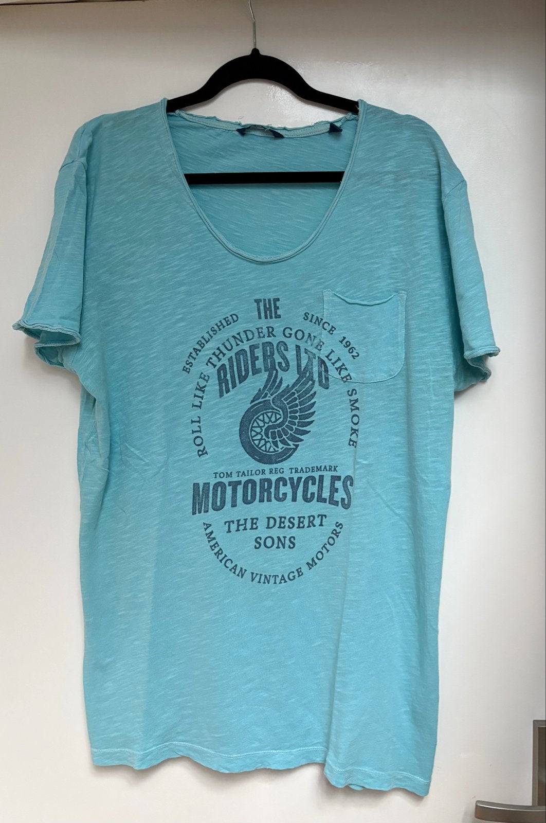 Tom Tailor T-shirt XL - Blauw met print, Verzenden, Gedragen, Maat 56/58 (XL), Blauw