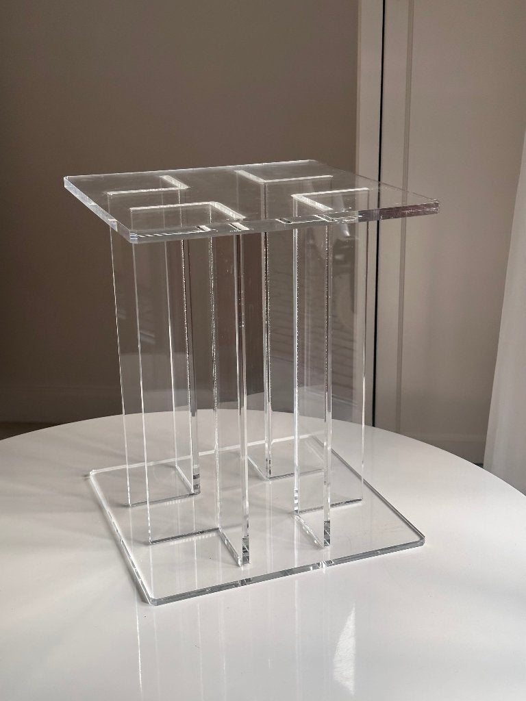 Plexiglas Tafel Bijzettafel Vierkant Vintage Lucite Display, Ophalen, Gebruikt, Vierkant, Minder dan 50 cm