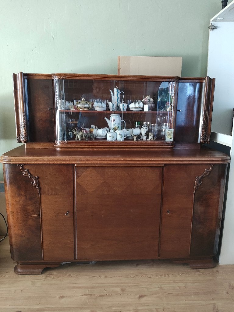 Antiek Artdeco dressoir met vitrinekast - Jaren '20 stijl, Antiek en Kunst, Antiek | Meubels | Kasten, Ophalen