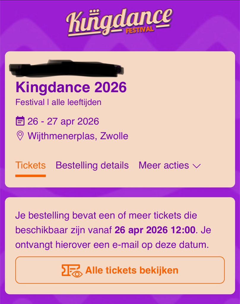 Kingdance ticket voor 26 april (zwolle), Tickets en Kaartjes, Evenementen en Festivals, Eén persoon