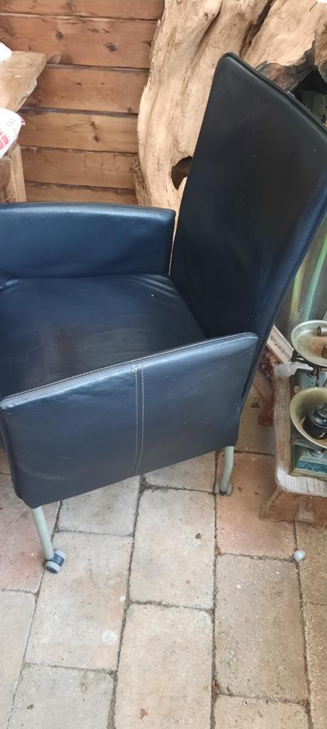 Verijdbare eetkamer stoelen, Huis en Inrichting, Stoelen, Ophalen, Gebruikt, Zwart, Leer