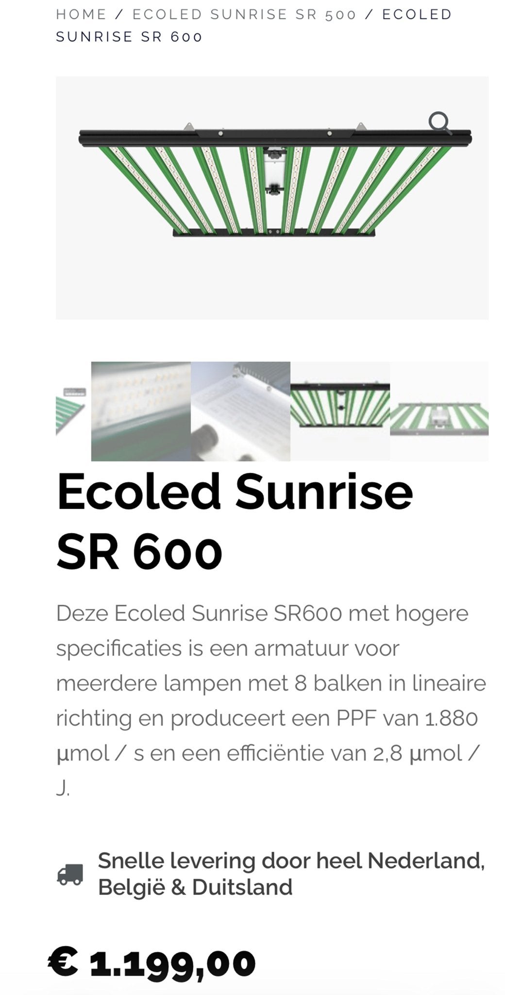 Ecoled Sunrise SR 600 LED nieuw in doos., Ophalen of Verzenden, Nieuw, Kweeklamp