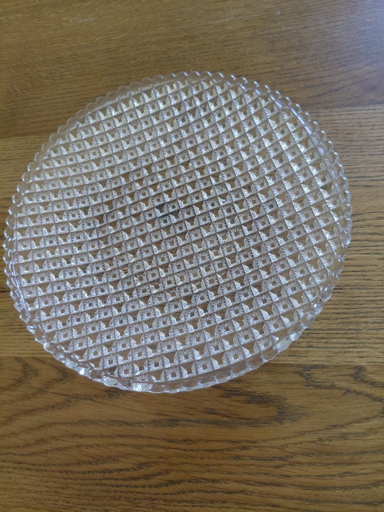 Glazen gebaksschaal met prachtig motief, Ophalen, Zo goed als nieuw, Rond, Glas