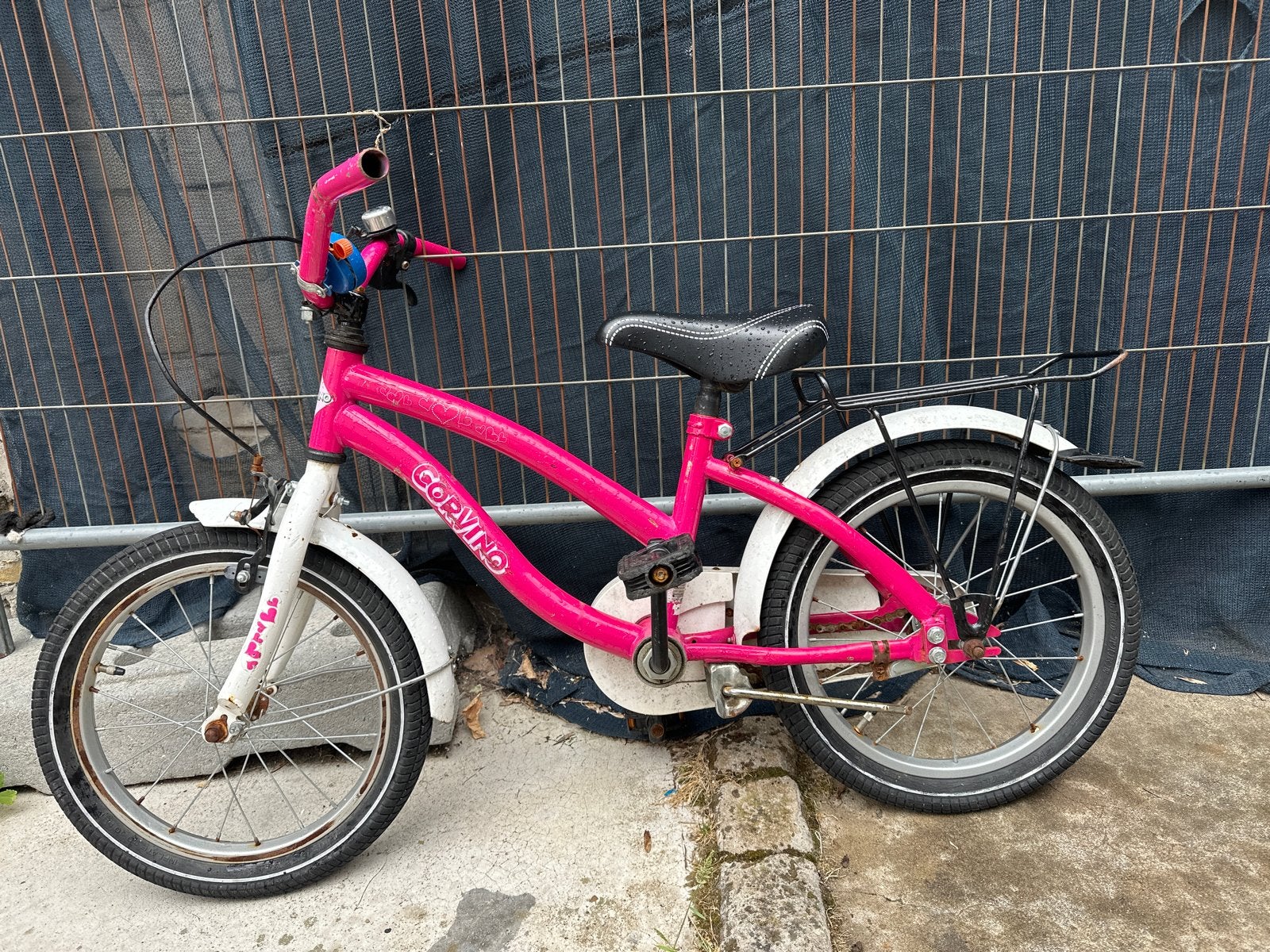 Roze kinderfiets Gorvino - Ketting er af, Ophalen, Gebruikt, Terugtraprem, 16 tot 20 inch