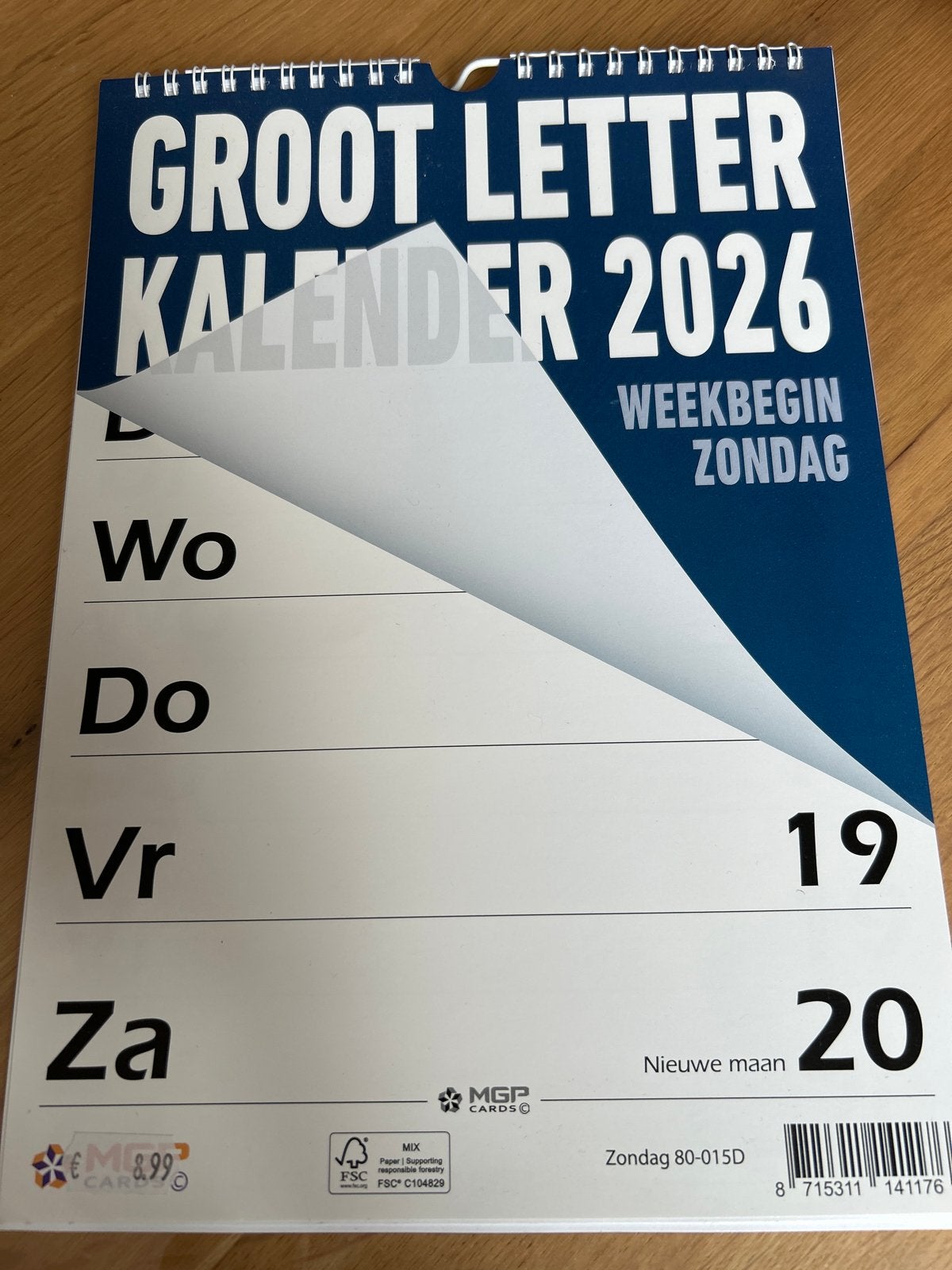 Groot letter kalender 2026, Ophalen, Maandkalender, Nieuw