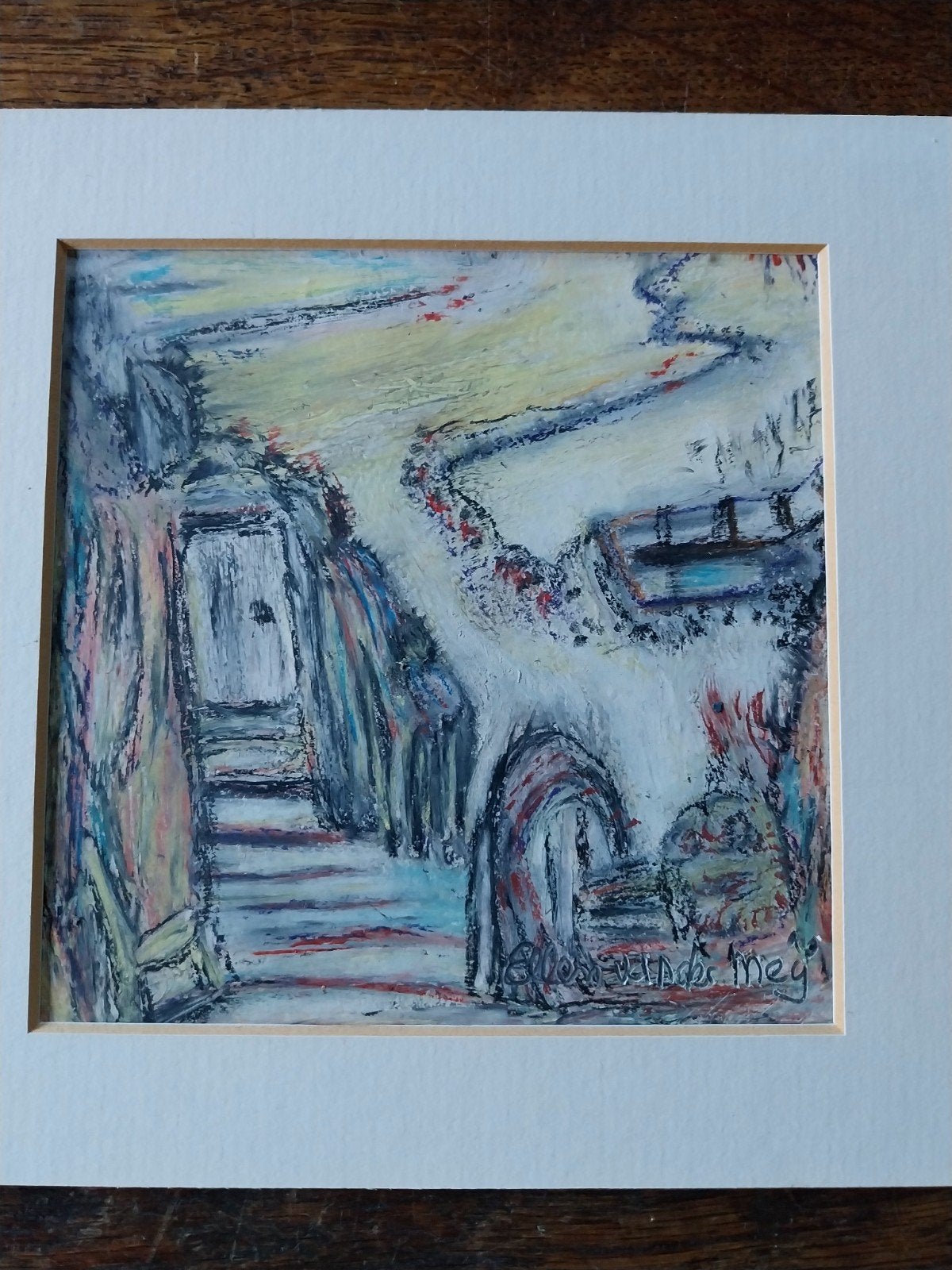 Originele aquarel "vrije trap" A.Meij., Ophalen of Verzenden