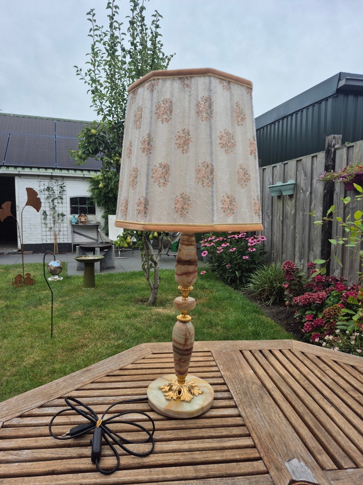 Onyx Tafellamp met Messing Details, Ophalen of Verzenden