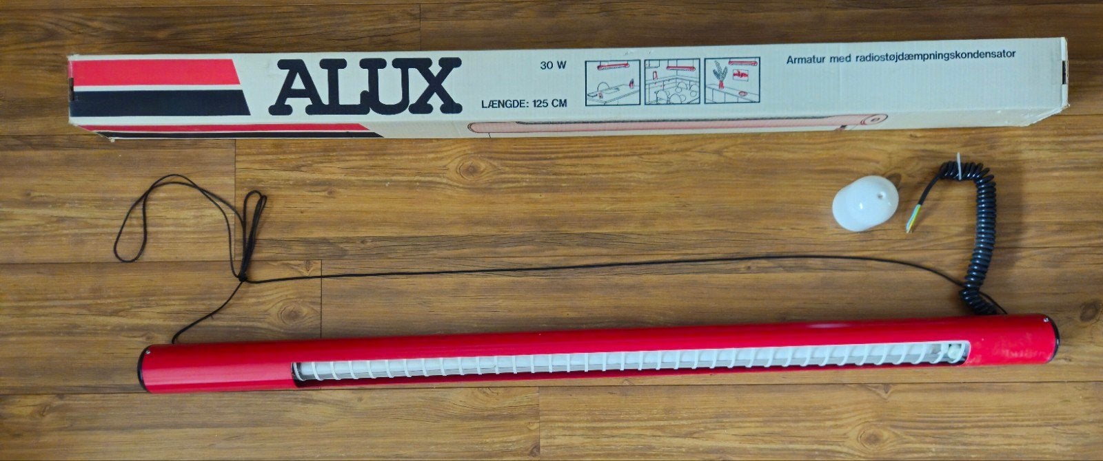 Alux TL-armatuur 30W - Vintage Rood - 125 cm, Metaal, Overige merken, G13 (TL), Nieuw