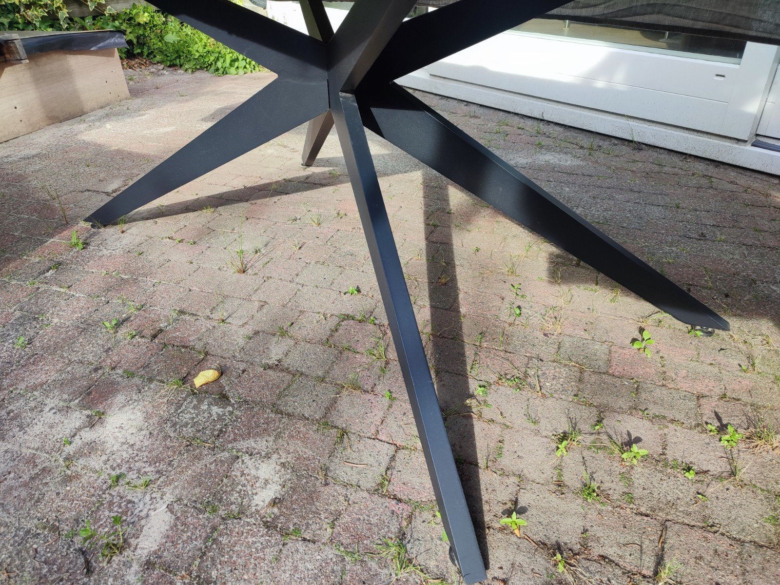 Zwart metalen spinpoot tafelonderstel, Huis en Inrichting, Tafelonderdelen, Ophalen, Tafelpoot, 100 tot 150 cm, Modern, Industrieel