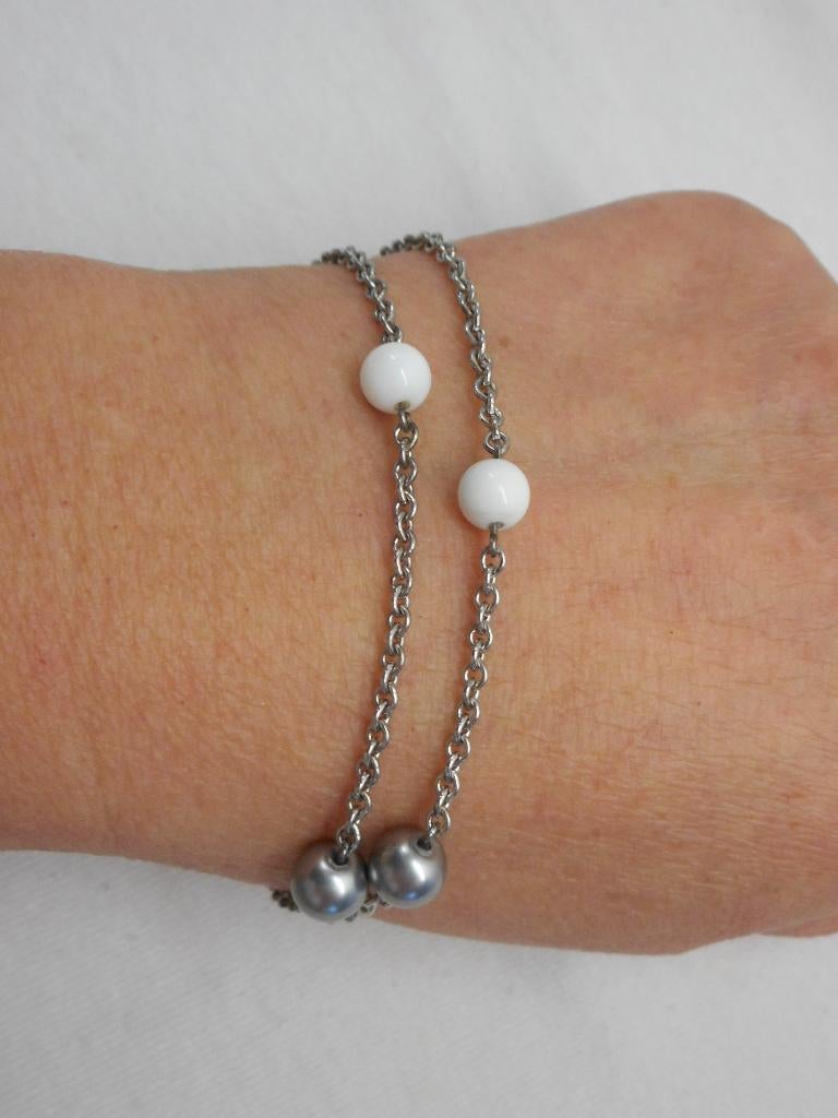 Zilveren armband met bolletjes en mooi staaf slot nr.1645, Verzenden, Zo goed als nieuw, Met bedels of kralen, Zilver