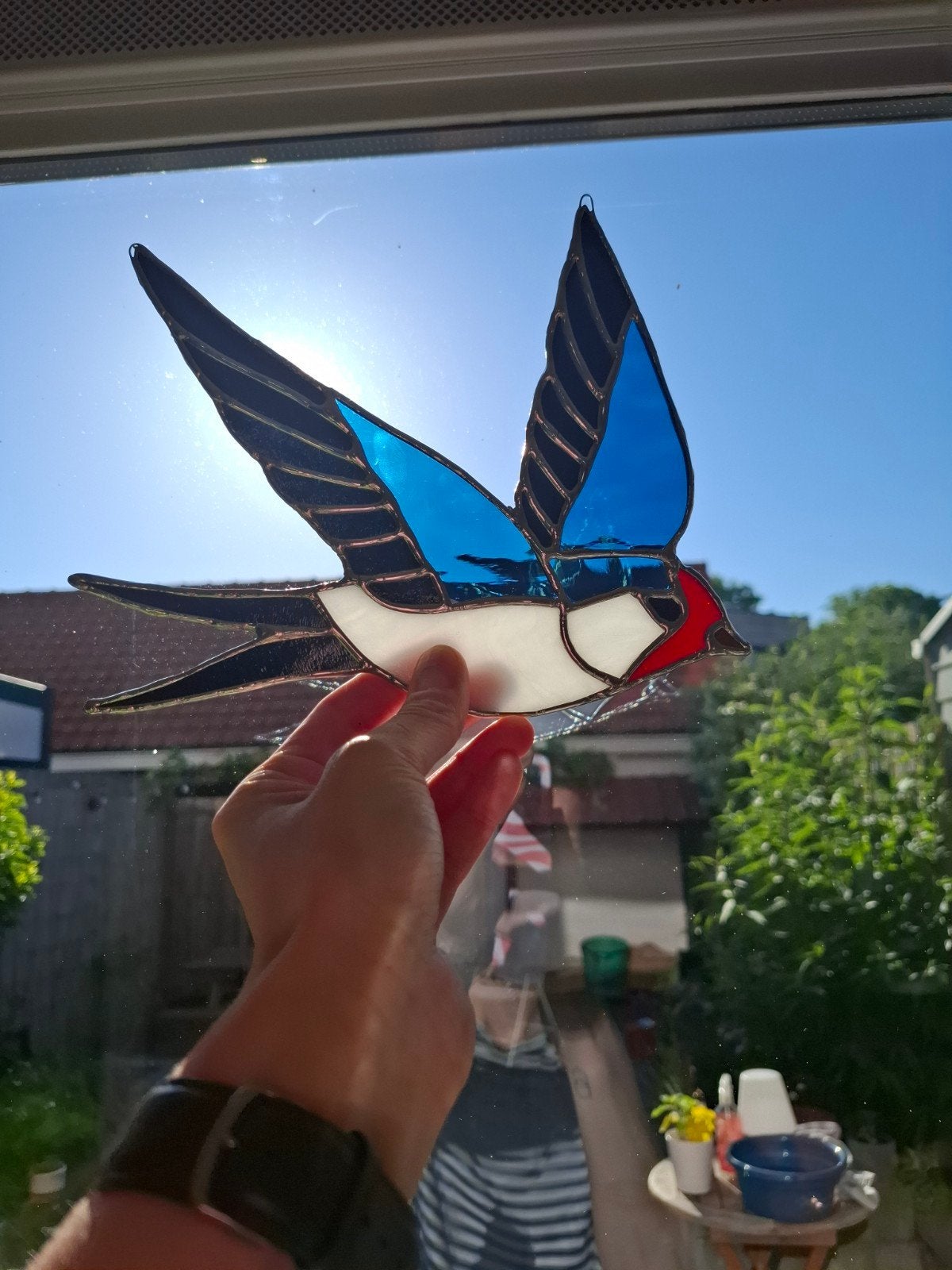 Glas in lood zwaluw, Ophalen of Verzenden