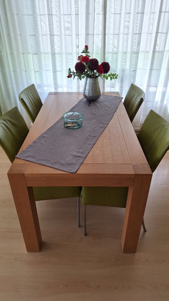 Eetkamer stoelen en tafel., Ophalen, Zo goed als nieuw, Eiken/leder, 4 tot 6 stoelen