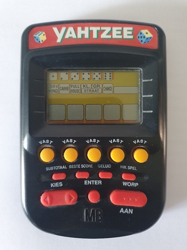 Vintage MB Hasbro Yahtzee ektronisch handheld spel game, Puzzel en Educatief, Gebruikt, 1 speler, Ophalen of Verzenden