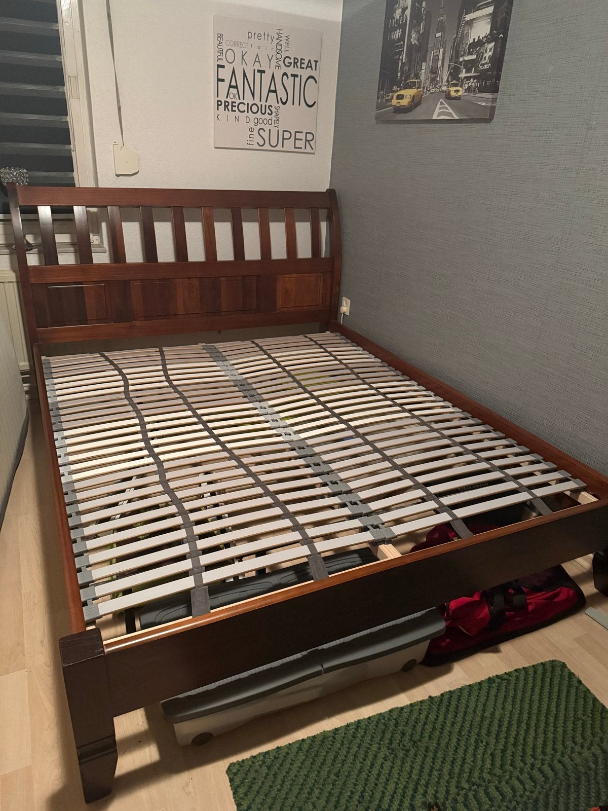 Tweepersoonsbed 160x200 cm zonder matras, Ophalen, Gebruikt, Bruin, Tweepersoons