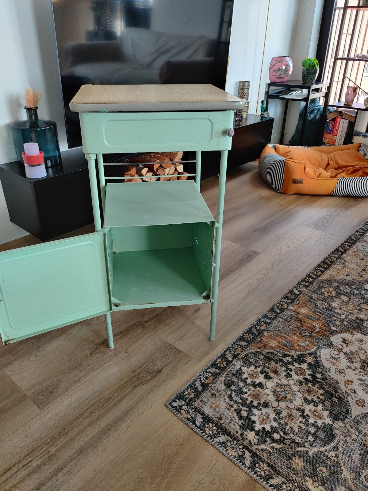 Origineel oud nachtkastje uit kinderziekenhuis, Huis en Inrichting, Ophalen, Gebruikt, Minder dan 45 cm, 70 cm of meer