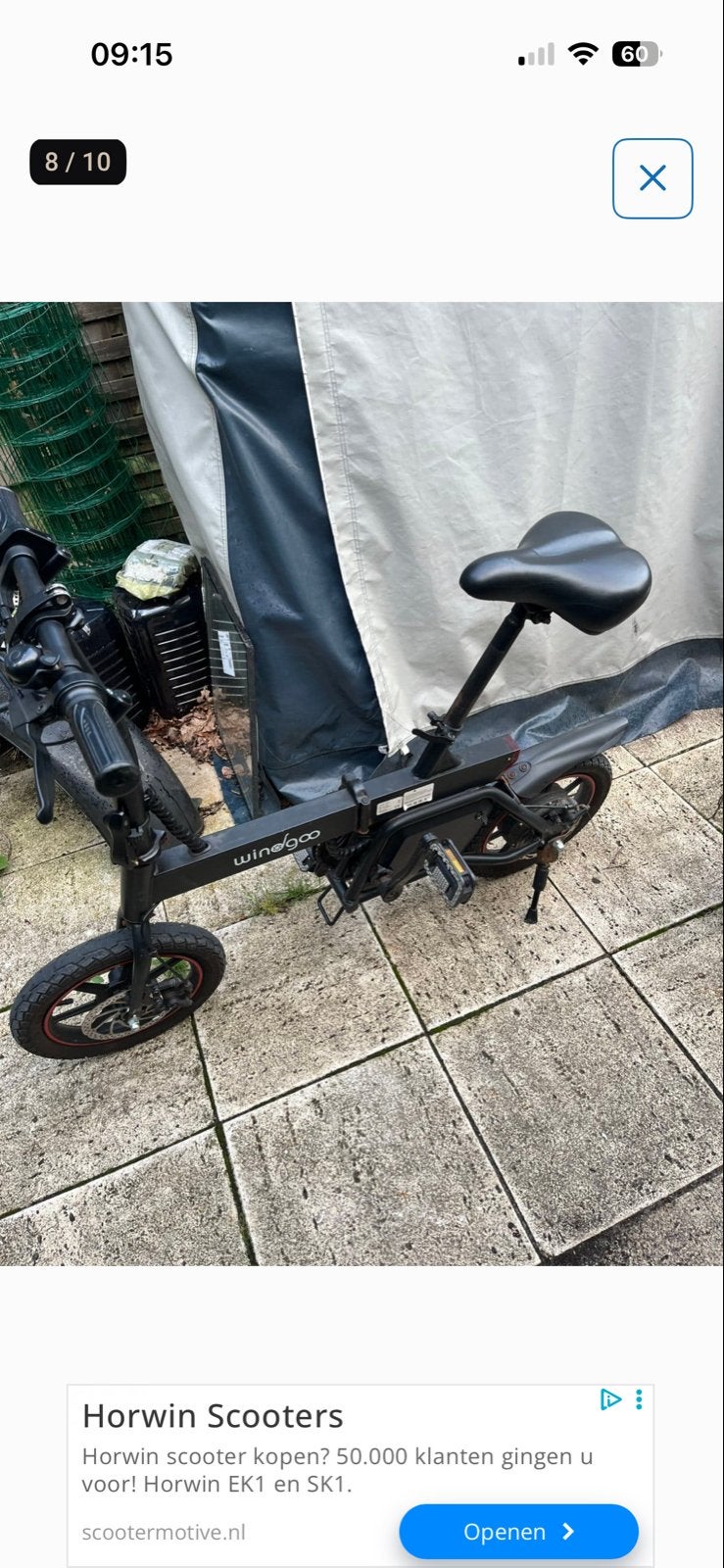 Wingaao opvouwbare elektrische fiets, Fietsen en Brommers, Overige merken, Minder dan 30 km per accu, Gebruikt, Ophalen of Verzenden