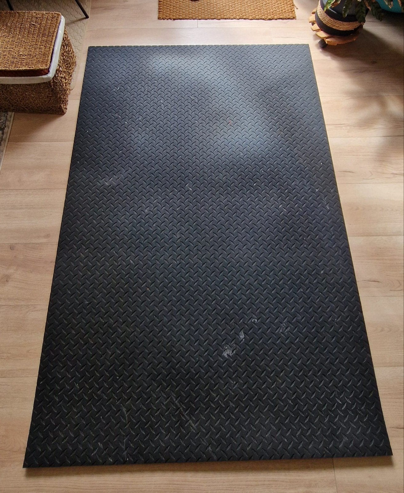 Stevige rubberen fitnessmat - 121x183cm, Sport en Fitness, Ophalen of Verzenden, Gebruikt, Fitnessmat