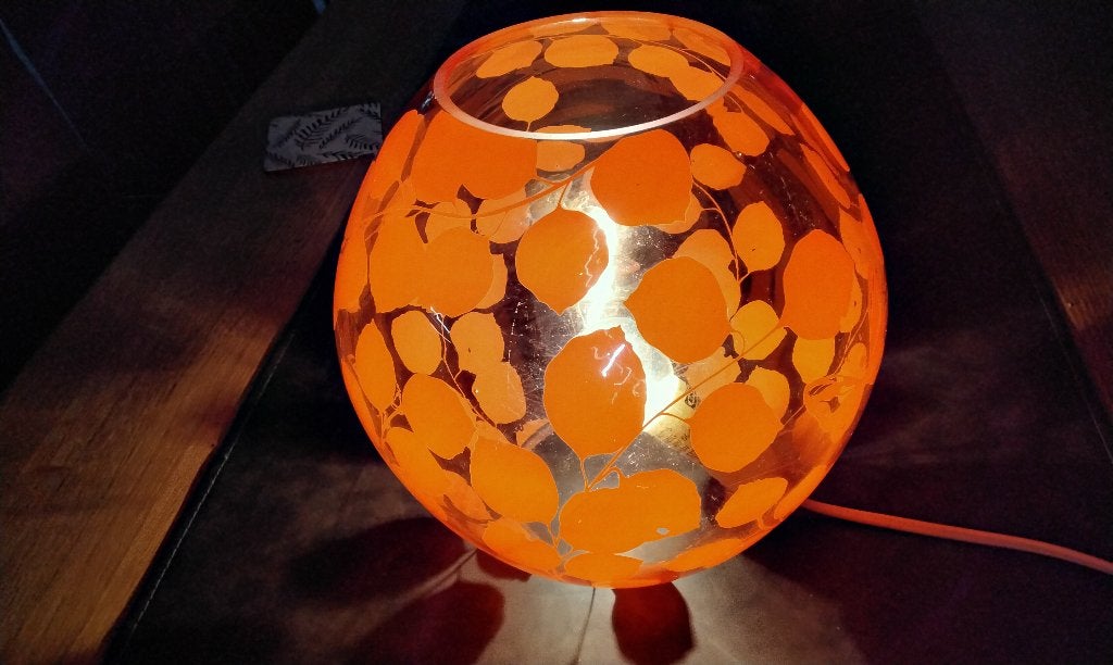 Ikea Knubbig lamp  hoog 25 x 20 /, Met schakelaar, Gebruikt, 25 cm, Oranje