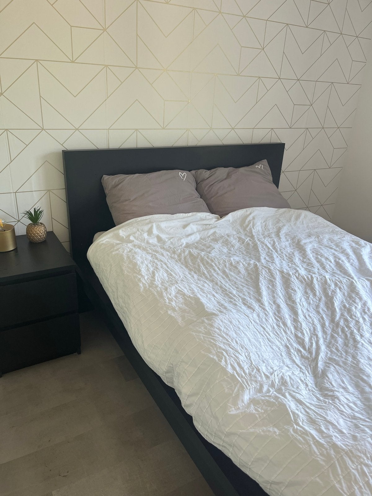 IKEA zwart houten bed 210x156.5cm - direct af te halen, Huis en Inrichting, Slaapkamer | Bedden, Ophalen, Tweepersoons, Zo goed als nieuw