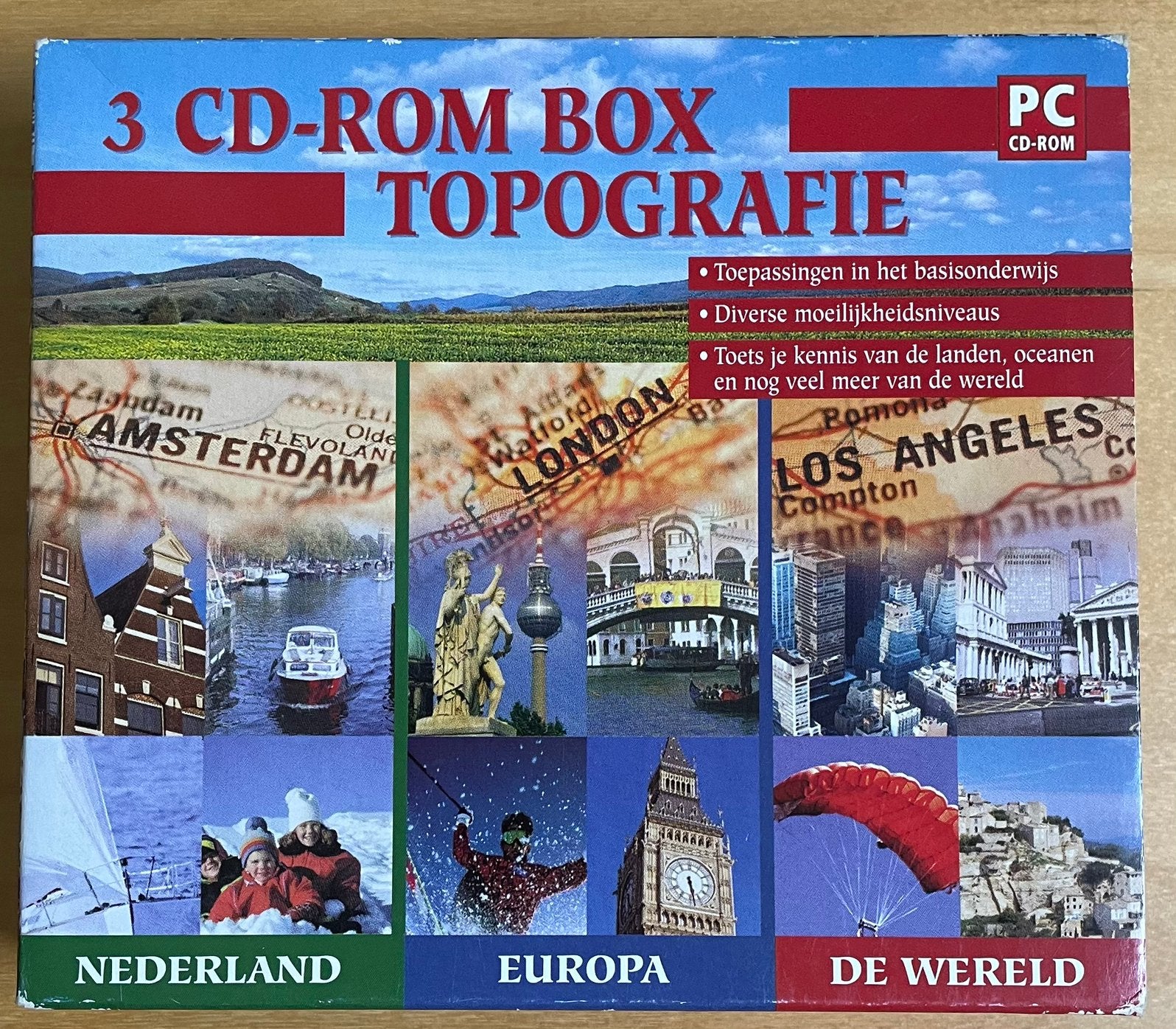 3 CD-ROM box topografie 2000, Puzzel en Educatief, Gebruikt, 1 speler, Ophalen of Verzenden